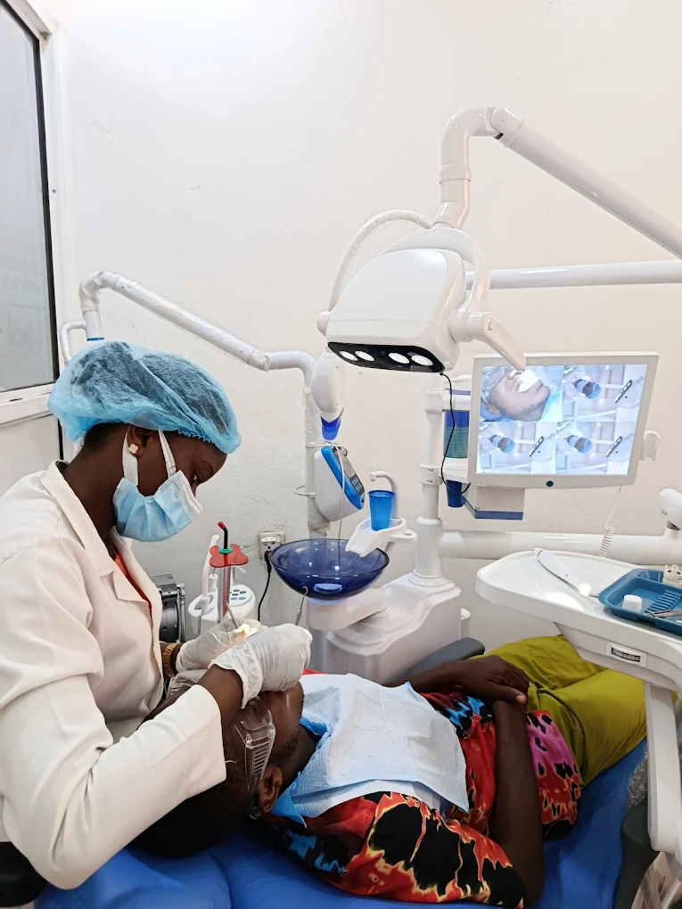 Dentist with patient